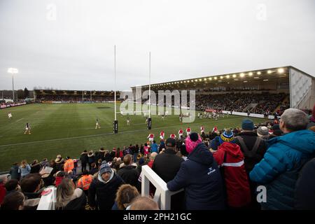 Newcastle il Sabato 25th marzo 2023. Azione a Kingston Park durante la partita delle sei Nazioni delle donne Tik Tok tra le donne inglesi e le donne scozzesi a Kingston Park, Newcastle, sabato 25th marzo 2023. (Foto: Chris Lishman | NOTIZIE MI) Credit: NOTIZIE MI & Sport /Alamy Live News Foto Stock