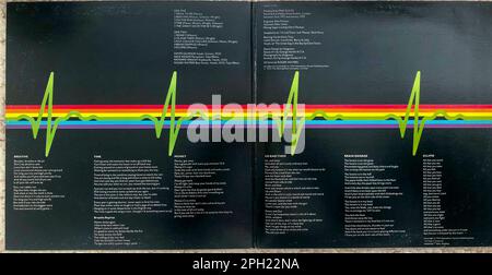 Pink Floyd LP in vinile copertina, "Dark Side of the Moon" vintage record 1970s, Classic rock Foto Stock