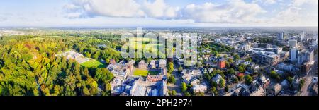 Panorama aereo sulla città di Christchurch CBD in Nuova Zelanda. Foto Stock