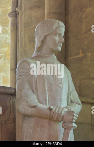 Statua di Giovanna d'Arco (1412-1431) presso l'Abbazia di Saint-Etienne (Abbaye aux Hommes) a Caen (Calvados) Francia Foto Stock