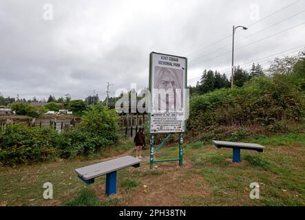 Stati Uniti, Aberdeen, Stato di Washington. Kurt Cobain Memorial Park. Foto Stock