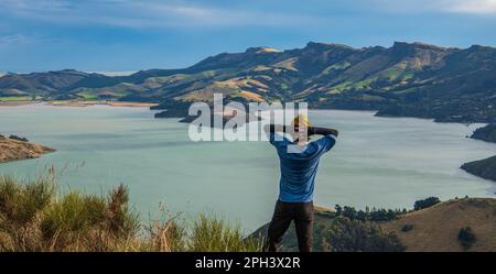 Una vista pittoresca sulla Governors Bay a Canterbury, Nuova Zelanda Foto Stock