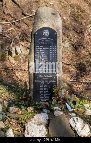 Maegdesprung Memorial Stone vittime caduti nella guerra mondiale Foto Stock