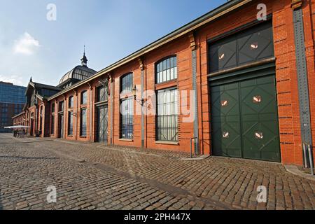 Centro eventi ex sala d'asta del pesce, lato sud, Altona, mercato del pesce, porto di Amburgo, Amburgo, Germania Foto Stock