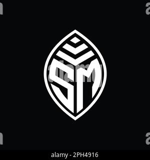 SM Logo monogramma elegante forma a foglia isolato contorno modello di design Foto Stock