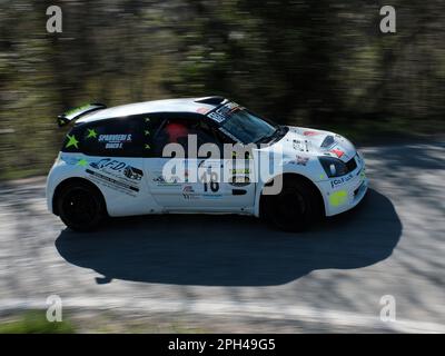 Torino, Italia. 25th Mar, 2023. Diaco Francesco ITA Sparvieri Simone ITA RC3N S1600 Renault Clio-Eurospeed in occasione dello shakedown del Rally Team 971-2023 a Pavarolo - A, il 25 marzo 2023 in occasione del 49Â° Rally Team 971 (day1), Rally a Torino, Italia, marzo 25 2023 Credit: Independent Photo Agency/Alamy Live News Foto Stock