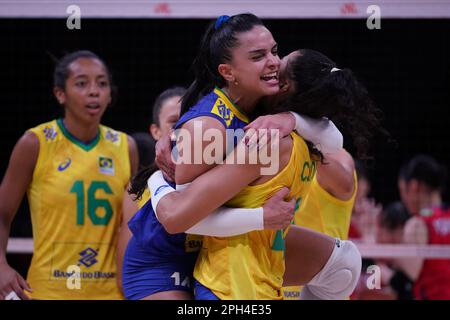 ANKARA, TURKIYE - JULY 13, 2022: Araujo Natalia in Brazil vs Japan VNL Quarter Final match in Ankara Arena Stock Photo