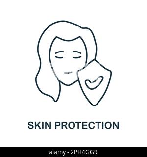 Icona della linea di protezione della pelle. Elemento semplice della collezione per la cura della pelle. Creative Skin Protection contorno icona per web design, modelli, infografiche e. Illustrazione Vettoriale