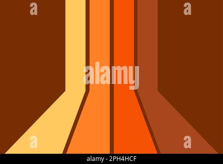 1970 motivo retrò senza cuciture nei colori arancione, giallo e marrone. 70s vettore disegnato a mano Illustrazione sfondo groovy, hippie sfondo. Illustrazione Vettoriale