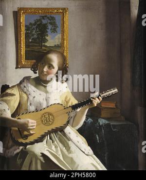 Il Guitar Player circa 1672 o tra 1670 e 1673 di Johannes Vermeer Foto Stock