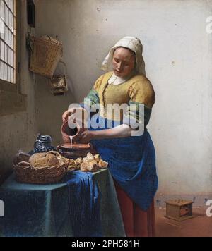 La Milkmaid circa 1660 di Johannes Vermeer Foto Stock