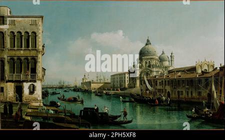 Vista sul Canal Grande: Santa Maria della Salute e la Dogana da campo Santa Maria Zobenigo circa 1743 di Bernardo Bellotto Foto Stock