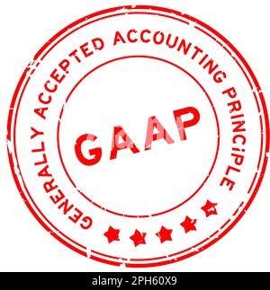 Grunge rosso GAAP principi contabili generalmente accettati parola circolare sigillo timbro di gomma su sfondo bianco Illustrazione Vettoriale