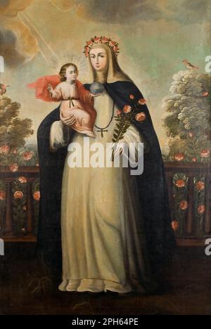 Santa Rosa di Lima con Gesù Bambino (ca. 1680 - ca. 1700) della Scuola Cuzco Foto Stock
