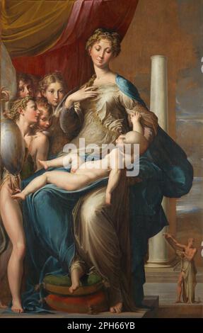 Madonna con Bambino e Angeli, detta "Madonna con il collo lungo" dal 1534 al 1540 del Parmigianino Foto Stock