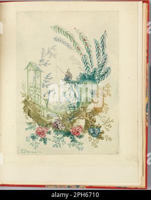 Design ornamentale da 'Nouvelle suite de cahiers chinois a l'usage des dessinateurs et des peintres' No.3, Inventes et dessines par Jean Pillement. Tombe par Anne Allen dopo il 1775 da Jean-Baptiste Pillement Foto Stock