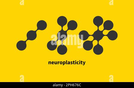 Concetto di neuroplasicità. Trasformazione, cambiamento delle connessioni neurali, sviluppo e istruzione. Icona di addestramento astratto. Illustrazione vettoriale Illustrazione Vettoriale