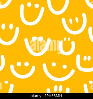 Sorrisi, April Fools Day modello senza cuciture. Sfondo con sorrisi di schizzo, illustrazione vettoriale Illustrazione Vettoriale