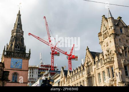 Sito di costruzione di Candleriggs Square a Trongate nel centro di Glasgow, Scozia, Regno Unito, Europa Foto Stock