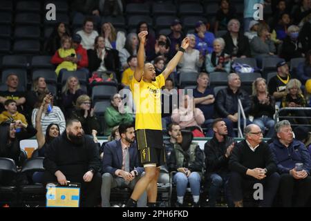 London Ontario Canada, 16 2023 marzo, la London Lightning sconfigge i Kitchener Titans 89-82. London Lightning. Luke Durda/Alamy Foto Stock