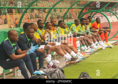 La partita tra Super Eagles e Guinea Bissau della Nigeria durante i qualificatori della Coppa delle nazioni d’Africa (AFCON) del 2023 allo stadio Abuja di Abuja, in Nigeria. Foto Stock