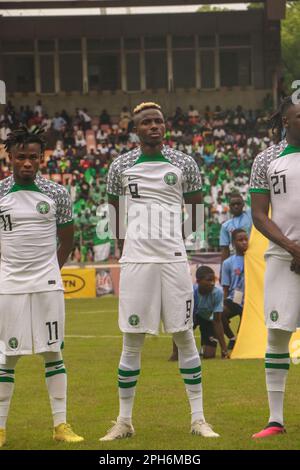 La partita tra Super Eagles e Guinea Bissau della Nigeria durante i qualificatori della Coppa delle nazioni d’Africa (AFCON) del 2023 allo stadio Abuja di Abuja, in Nigeria. Foto Stock