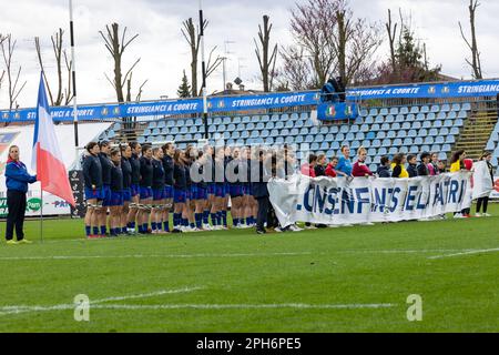 Parma, Italia. 26th Mar, 2023. La squadra francese durante gli anthems nazionali accreditamento: Agenzia indipendente della foto/Alamy Live News Foto Stock