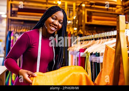 autentica etnia africa america sellerwoman che lavora in negozio Foto Stock