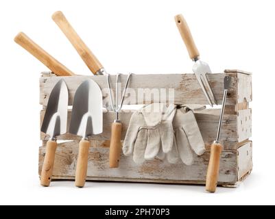 Guanti da giardinaggio da donna su sfondo di legno Foto stock - Alamy