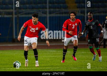 Le qualificazioni della Coppa delle Nazioni dell'Africa 2023 tra Egitto e Malawi allo Stadio Internazionale del Cairo, il Cairo, Egitto. Foto Stock