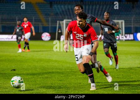 Le qualificazioni della Coppa delle Nazioni dell'Africa 2023 tra Egitto e Malawi allo Stadio Internazionale del Cairo, il Cairo, Egitto. Foto Stock