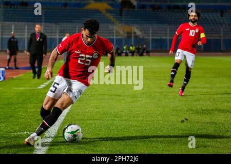 Le qualificazioni della Coppa delle Nazioni dell'Africa 2023 tra Egitto e Malawi allo Stadio Internazionale del Cairo, il Cairo, Egitto. Foto Stock