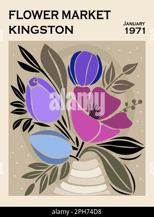 Poster astratto mercato dei fiori Kingston vettore art. Illustrazione Vettoriale