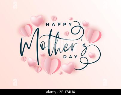 Buone mamme giorno sfondo scritta con forme di cuore rosa Illustrazione Vettoriale