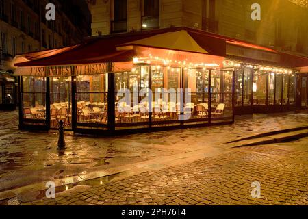 Esplanade Saint Eustaiche s un ristorante francese tradizionale situato nel 2nd ° arrondissement di Parigi, in via Montorgueil. Foto Stock