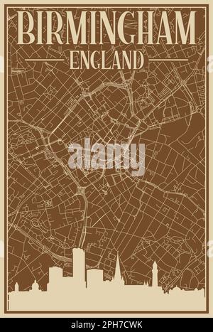 Poster della rete stradale del centro DI BIRMINGHAM, REGNO UNITO Illustrazione Vettoriale