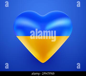 Cuore nei colori della bandiera nazionale Ucraina. Sostegno all'Ucraina. Illustrazione vettoriale Illustrazione Vettoriale