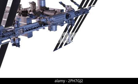 Stazione spaziale Internazionale. Rendering 3D. Elementi di questa immagine forniti dalla NASA. Foto Stock