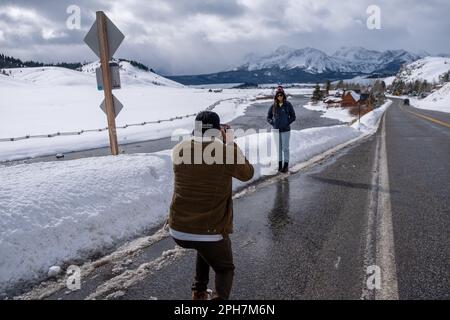 Fotografo su autostrada Foto Stock