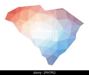 Mappa del South Carolina. Illustrazione in basso poli dello stato degli Stati Uniti. Design geometrico con strisce. Tecnologia, Internet, concetto di rete. Illustrazione Vettoriale