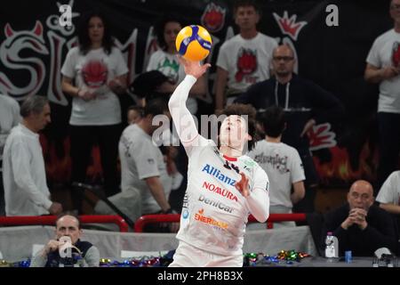 Perugia, Italia. 26th Mar, 2023. sir14 durante Play Off - Sir Safety Susa Perugia vs Allianz Milano, Volley Campionato Italiano Serie A Men Superleague a Perugia, Italia, Marzo 26 2023 Credit: Independent Photo Agency/Alamy Live News Foto Stock