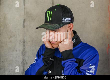 Portimao, Algarve, Portogallo. 25th Mar, 2023. PORTIMAO, ALGARVE, PORTOGALLO - 25 MARZO: Fabio Quartararo di Francia durante la MotoGP del Portogallo - Qualifiche all'Autodromo Internacional do Algarve il 25 marzo 2023 a Portimao, Algarve, Portogallo. (Foto & Copyright by Octavio PASSOS/ATPImages) (PASSOS Octavio/ATP/SPP) Credit: SPP Sport Press Photo. /Alamy Live News Foto Stock