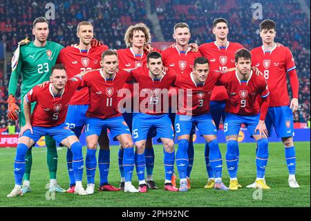 PRAGA; REPUBBLICA CECA - 24 MARZO; 2023: Squadra di Czechia prima della partita. Foto Stock