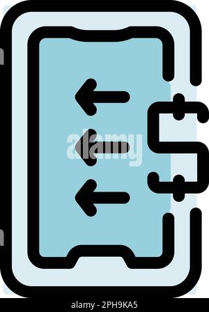 Icona di cancellazione del pagamento telefonico. Profilo Telefono cancellazione vettore di pagamento icona per web design isolato su sfondo bianco piatto di colore Illustrazione Vettoriale