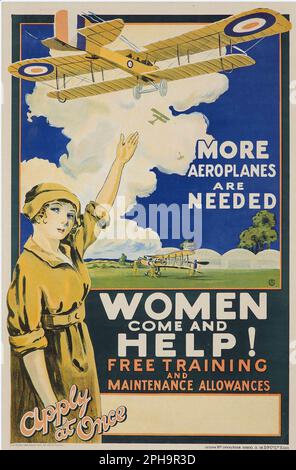 LE DONNE VENGONO E AIUTANO ! Poster di reclutamento della WRAF britannica 1918 Foto Stock