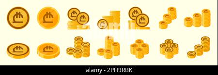 Set di icone di moneta egiziana Illustrazione Vettoriale