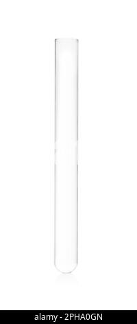 Provetta vuota isolata su bianco. Attrezzature di laboratorio Foto Stock