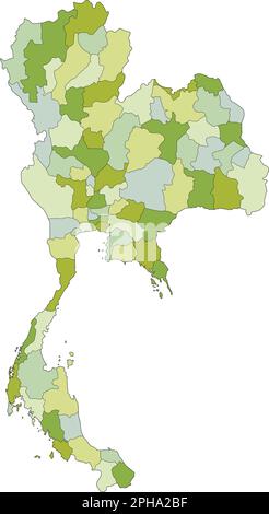Mappa politica modificabile estremamente dettagliata con livelli separati. Thailandia. Illustrazione Vettoriale
