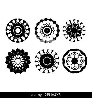 Set di elementi di disegno circolari. Modelli Mandala Illustrazione Vettoriale