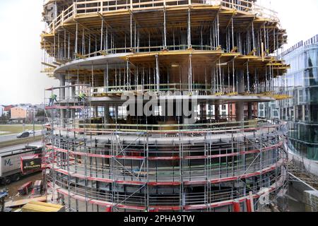 Cracovia. Cracovia. Polonia. Cantiere commerciale per uffici. Foto Stock